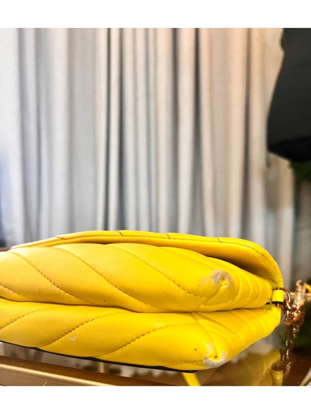*** Authentic Tory Burch Yellow Quilted Leather Kira Crossbody - Picture 6 of 14